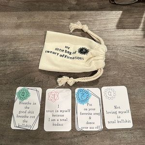 Positive & Funny Affirmation Cards with Bag; Reiki, Crystals *New Condition